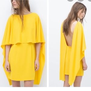 Zara yellow cape dress. Low back. New! Never Worn